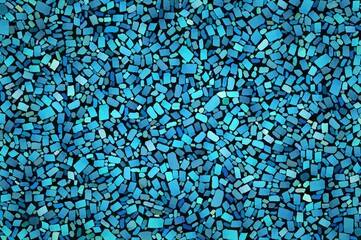 Pattern of colored stones or tiles with blue abstract geometric shapes on the path for design