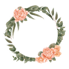 Floral wreath with green leaves