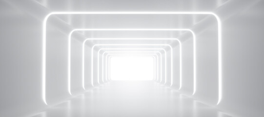 Abstract Futuristic empty floor and room Sci-Fi Corridor With light for showcase,room,interior,display products.Modern Future cement floor and wall background technology interior concept.3d render © Nuchjaree