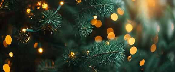 Fototapeta na wymiar Generative AI image of Blurred lights shining amongst tree branches background