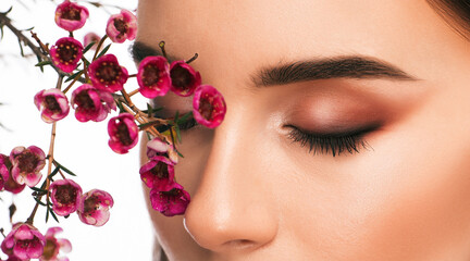 The make-up artist does Long-lasting styling of the eyebrows and makes the procedure of lamination...