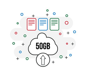 50 Gb cloud storage. Design upload files and documents, concept save files online