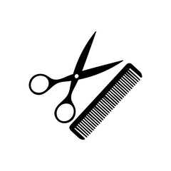 Comb and scissors icon. Scissors hairbrush vector illustration, Hair combs and scissors set isolated on a white background. Barber icon,vector