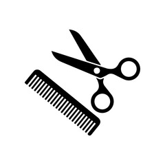 Comb and scissors icon. Scissors hairbrush vector illustration, Hair combs and scissors set isolated on a white background. Barber icon,vector
