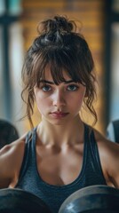 Fototapeta premium Fit and toned woman with long hair. Fictional Character Created By Generated By Generated AI.
