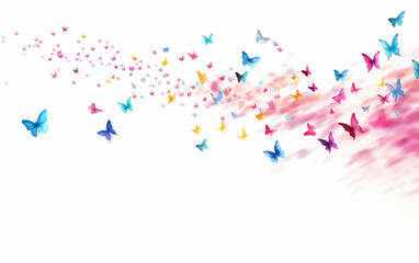 Pastel-Colored Butterflies in a Delightful Flutter Isolated on White Background.