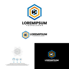 letter N U K construction icon logo design