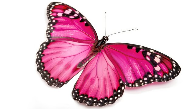 Beautiful pink butterfly isolated on a white background. 