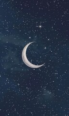 Obraz na płótnie Canvas Crescent moon with stars on dark background.
