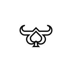 Modern style Bull Horn Spades Logo