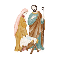 Birth of Jesus Christ Mary and Joseph ner the manger 