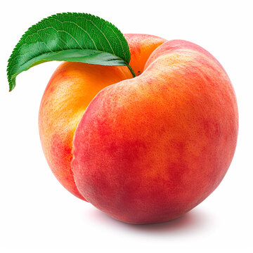 Southern fruit, peaches on white isolated background - AI generated image