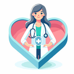 Female Doctor for medical treatment and health vector illustration for graphics design