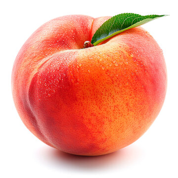 Southern fruit, peaches on white isolated background - AI generated image