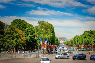 Papier Peint photo Lavable Paris Champs-Élysées e Arco do Triunfo