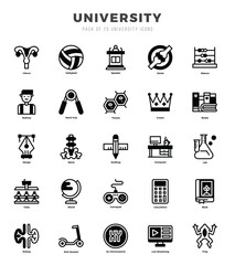 University Lineal Filled icons collection. Lineal Filled icons pack. Vector illustration