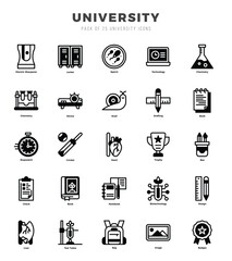 University icons Pack. Lineal Filled icons set. University collection set.