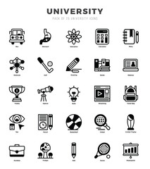 Set of University Icons. Simple Lineal Filled art style icons pack.