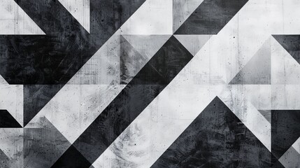 Modern Minimalistic Geometric Anime Background, Black & White.