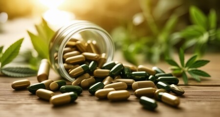  Vitamin supplements, natural health, and wellness concept