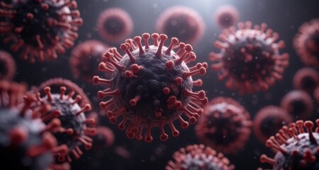 Fototapeta premium Viral particles in motion, a microscopic view of a pandemic
