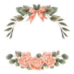 Floral wreath with green leaves