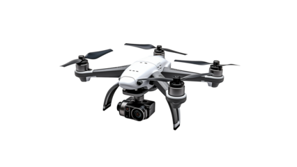 Isolated drone cut out. Drone with camera on transparent background