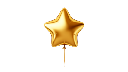 Golden foil star balloon cut out. Isolated air balloon in star shape