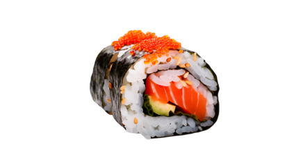 Sushi roll food cut out. Isolated sushi maki roll on transparent background
