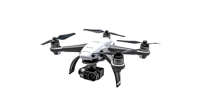 Isolated drone cut out. Drone with camera on transparent background