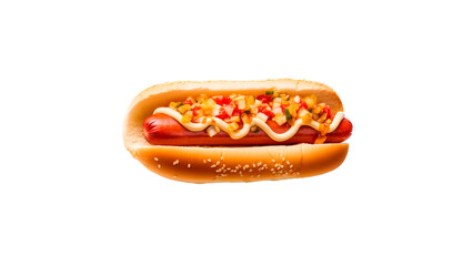 Tasty hot dog food cut out. Isolated hotdog on transparent background