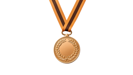 Award medal cutout. Isolated champion medal on transparent background