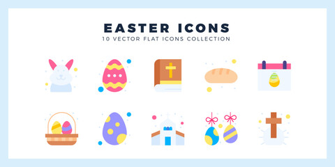 Fototapeta na wymiar 10 Easter Flat icon pack. vector illustration.