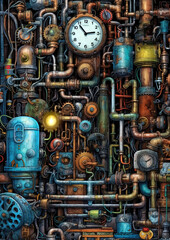 Industrial steampunk theme background