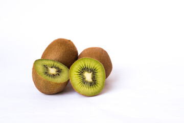 Kiwi Fruit on White Isolated Fresh