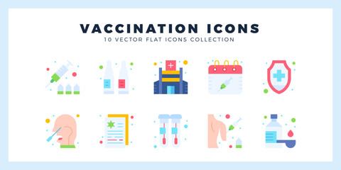 Fototapeta na wymiar 10 Vaccination Flat icon pack. vector illustration.