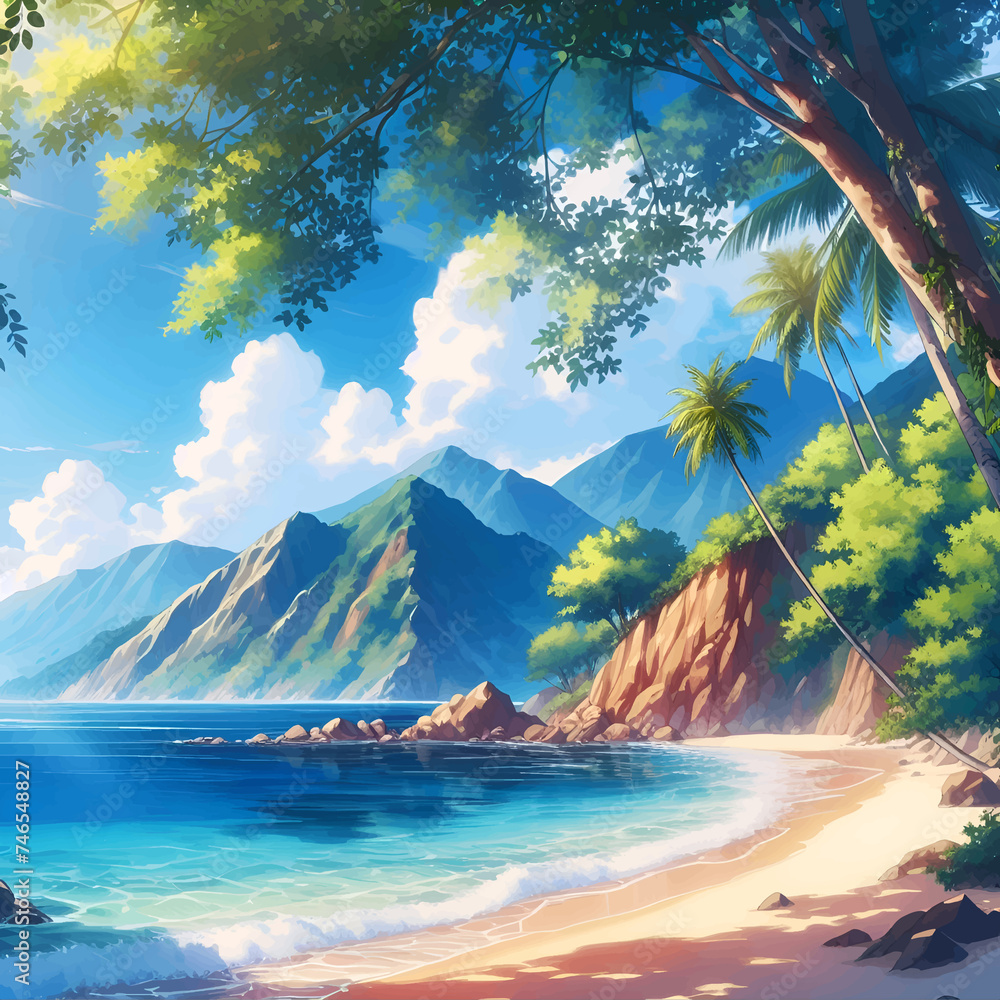 Wall mural tropical island in the sea