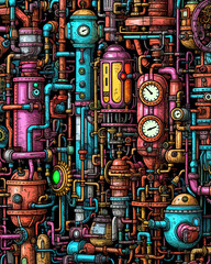 Naklejka premium Industrial steampunk theme background