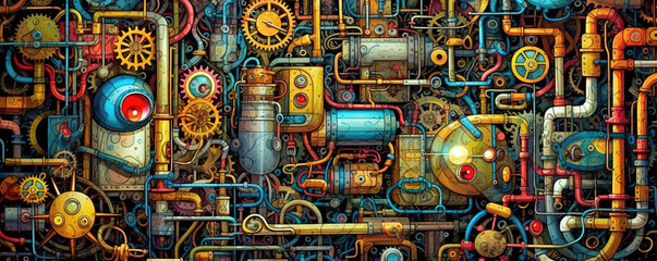 Industrial steampunk theme background - obrazy, fototapety, plakaty