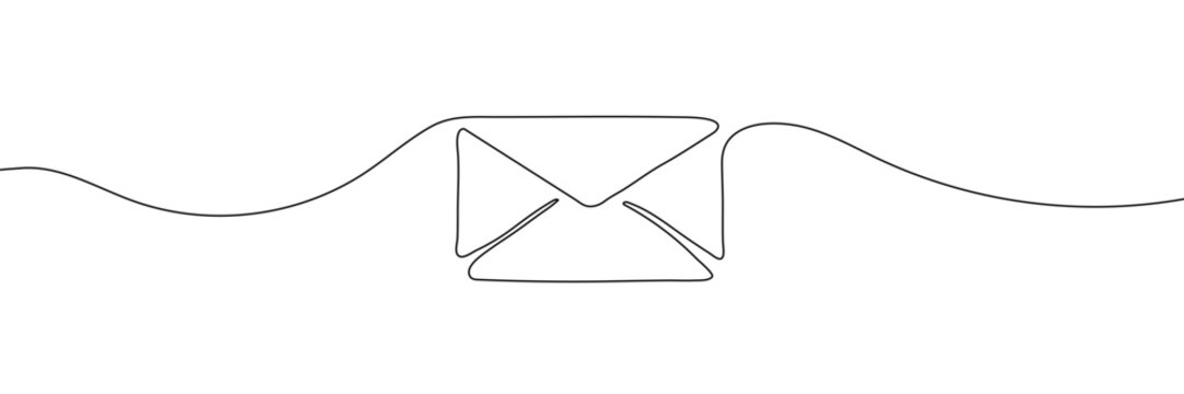 recommend clip art: One line drawing of envelope icon isolated on white background