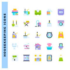 25 Housekeeping Flat icons pack. vector illustration.