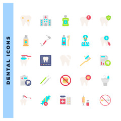 25 Dental Flat icons pack. vector illustration.