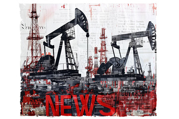 Oil Rigs and Newspaper Collage