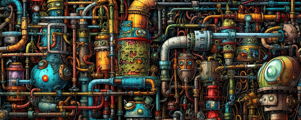 Industrial steampunk theme background - obrazy, fototapety, plakaty