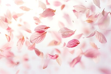 Cherry blossom leaves drifting in the air. Capturing the beauty of a spring day.