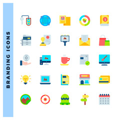 25 Branding Flat icons pack. vector illustration.