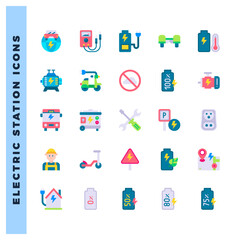 25 Electric Station Flat icons pack. vector illustration.