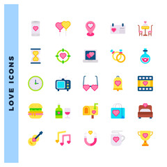 25 Love Flat icons pack. vector illustration.