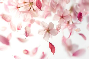 Cherry blossom leaves swirling in the gentle spring air. Nature's poetic dance.