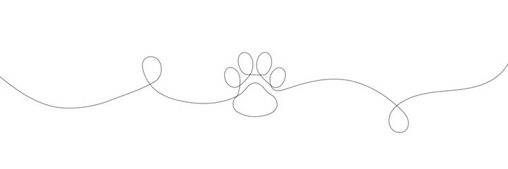 Continuous one line drawing vector illustration of a paw pad